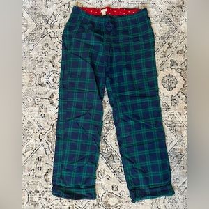 JCrew blue and green plaid pj pants; size S